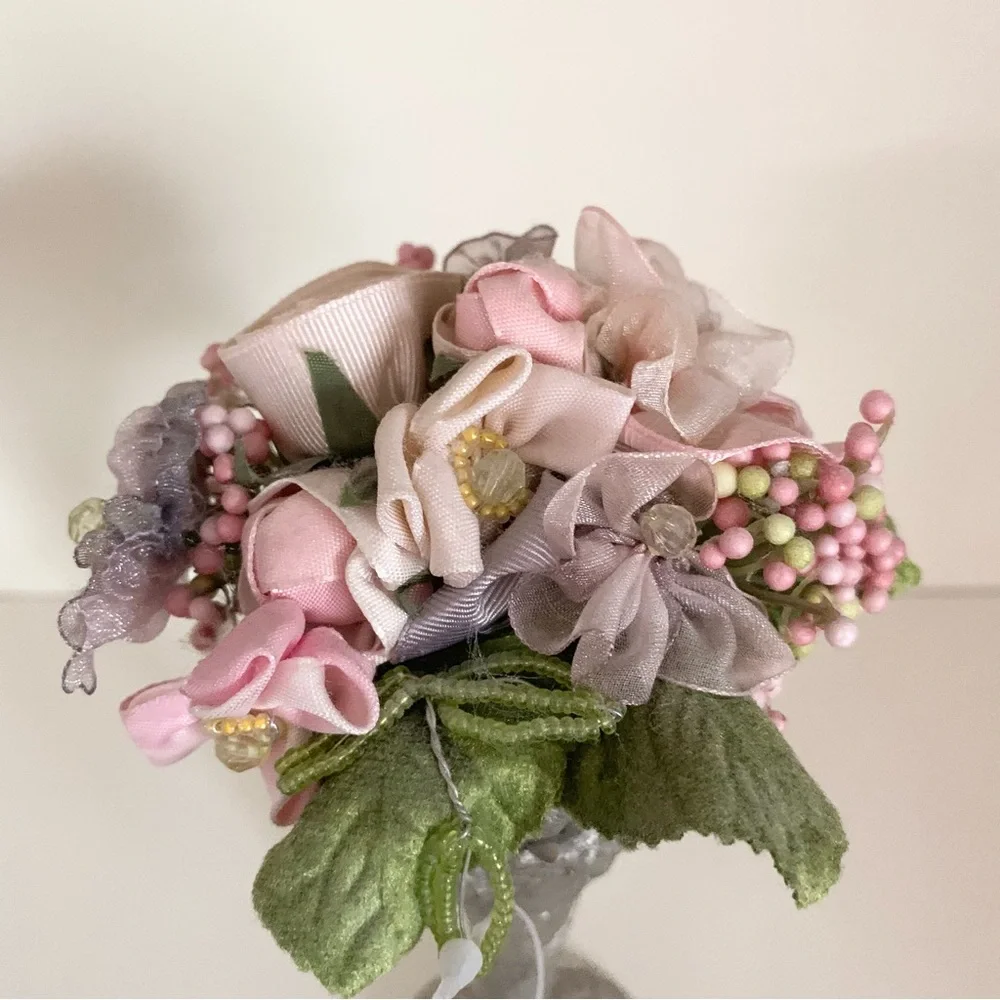 Beautiful beaded flower decor silver vase
